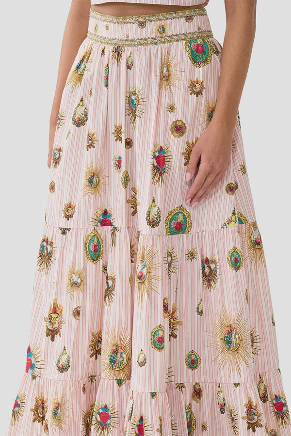 High Waisted Tiered Skirt - Painted Prayers