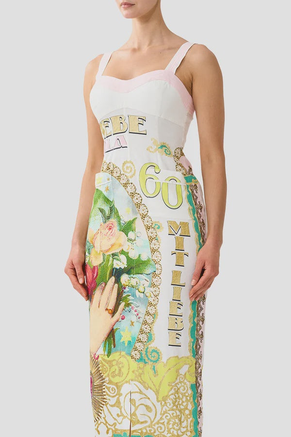Form Fitted Midi Dress With Topstitching - Painted Prayers