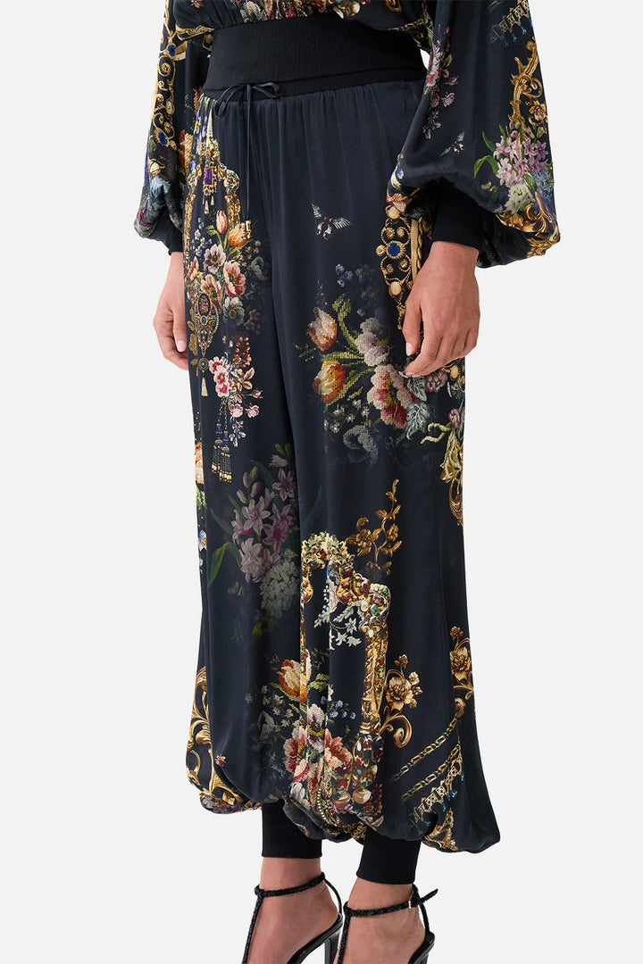 RELAXED TRACK PANT WITH RIBBED HEM - NIGHT GARDEN