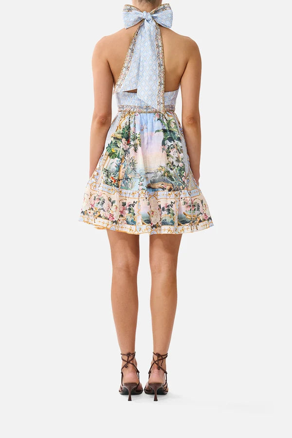 RUFFLE HEM HALTER SHORT DRESS - SISI SOCIETY