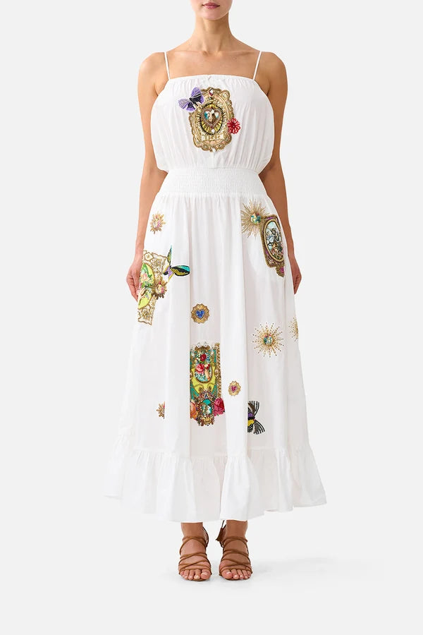 Shirred Waist Long Dress -Verses In Vintage