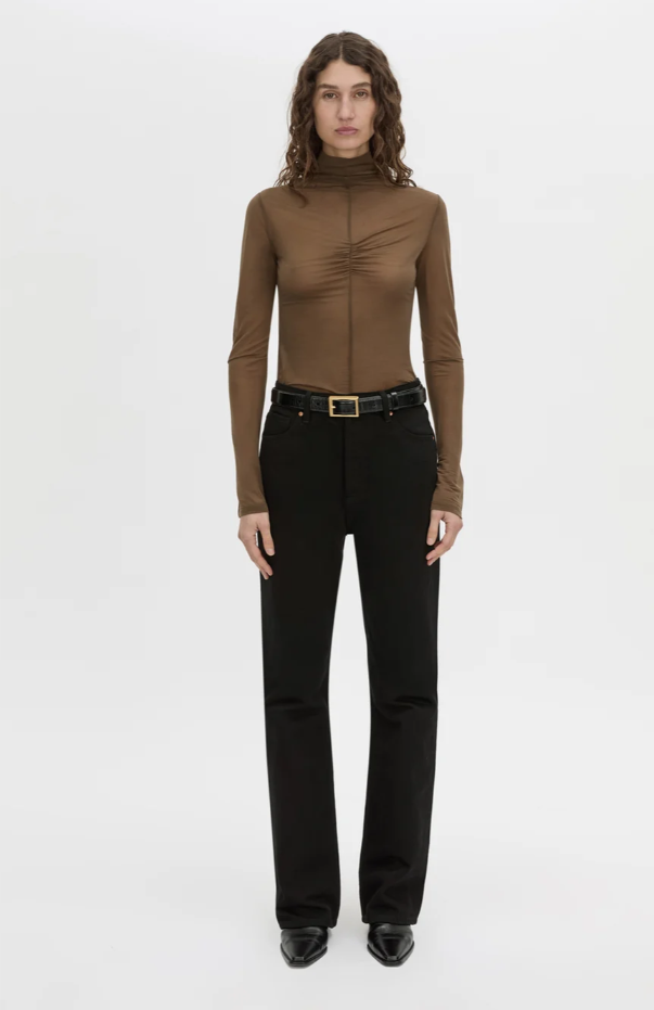 Novel Long Sleeve Stocking Top - Khaki Top