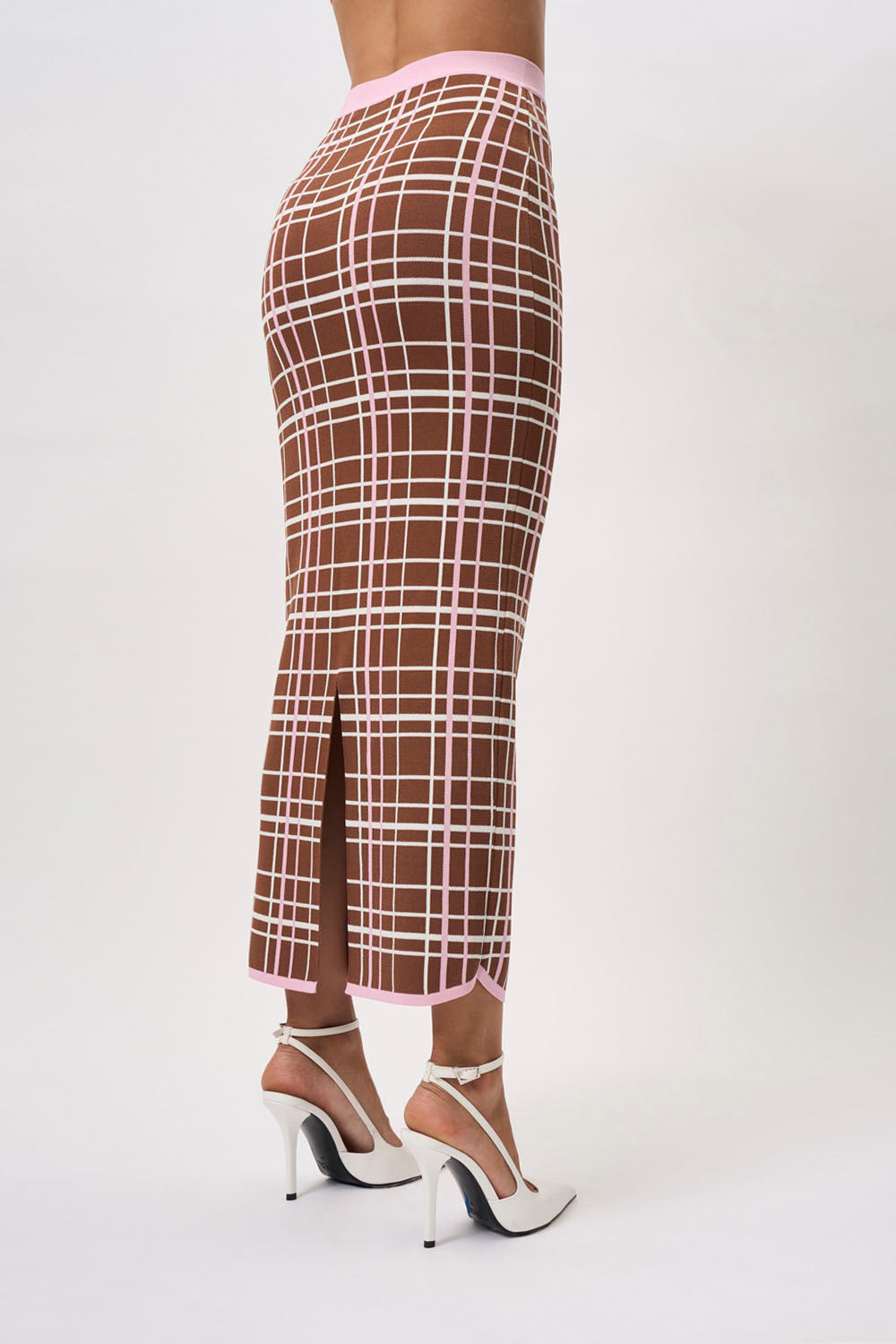 CAROLINA CHECK KNIT ANKLE SKIRT