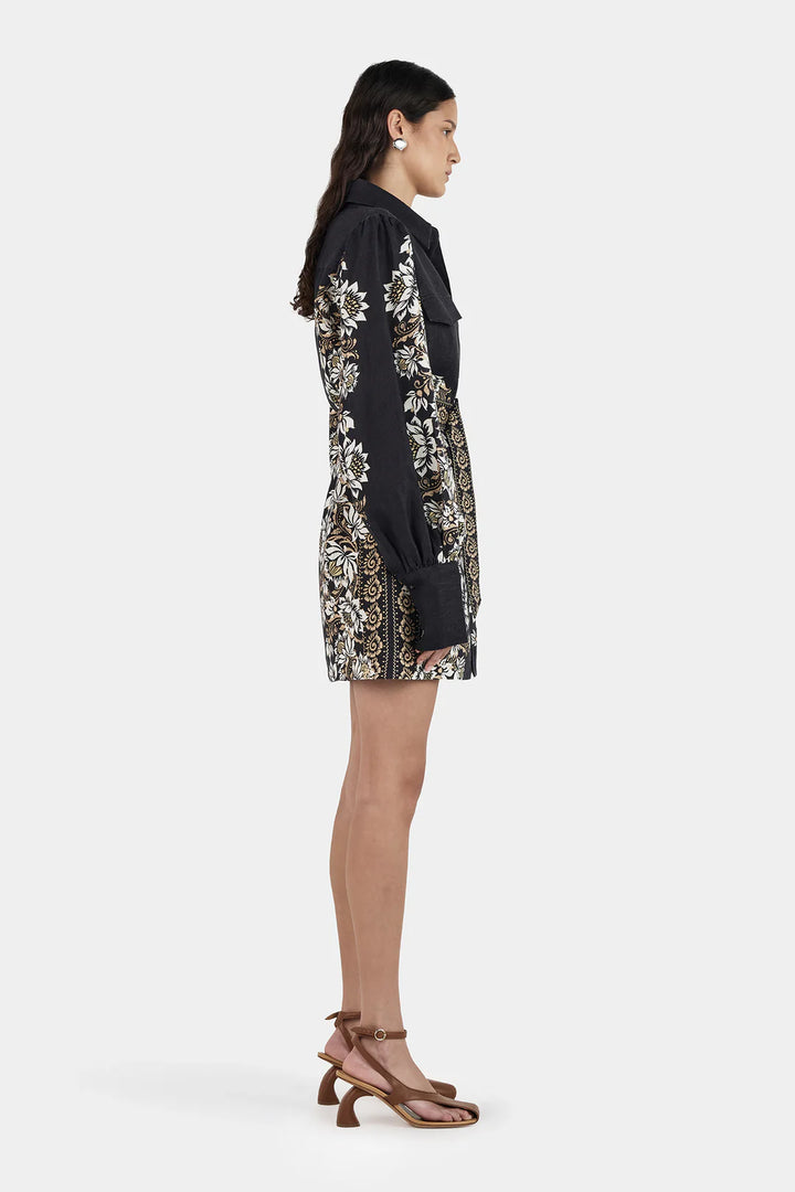 Constance Linen Mini Dress - Midnight Bells Beach