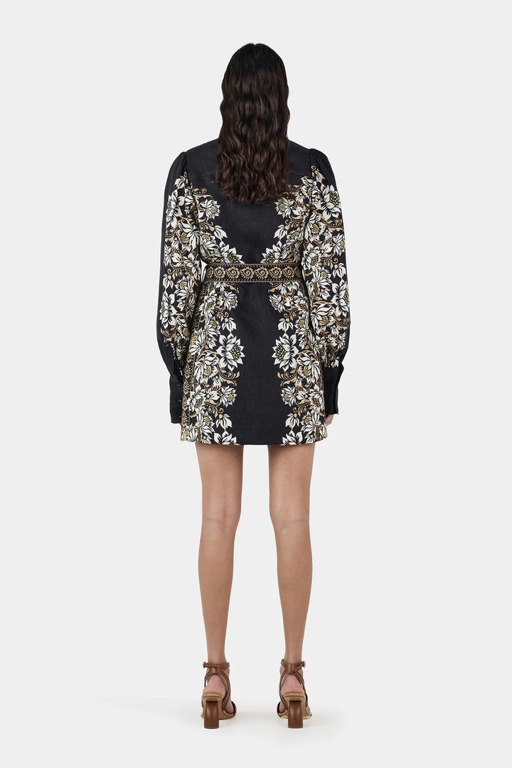 Constance Linen Mini Dress - Midnight Bells Beach
