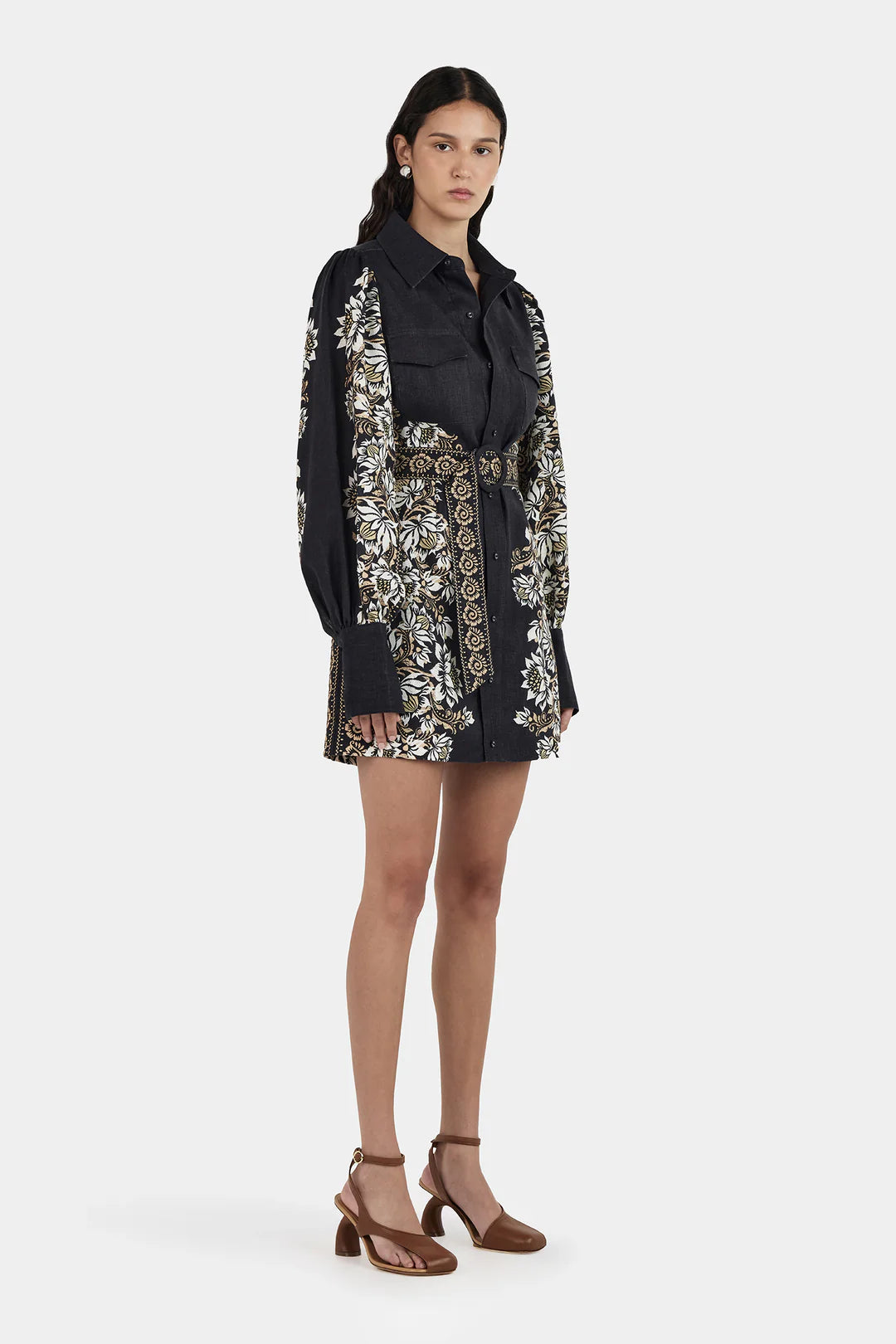 Constance Linen Mini Dress - Midnight Bells Beach