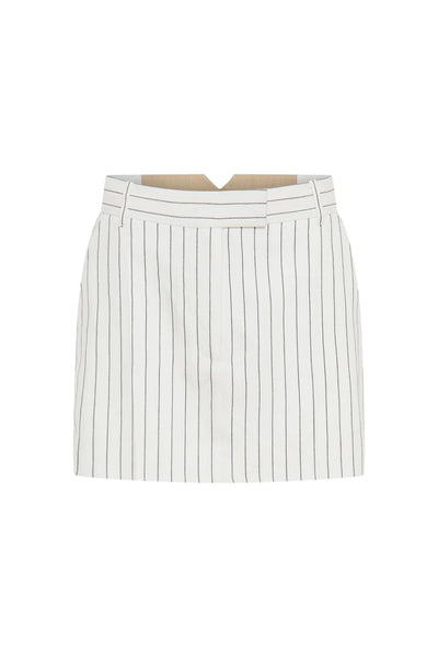 Jagger Mini Skirt - White Pinstripe