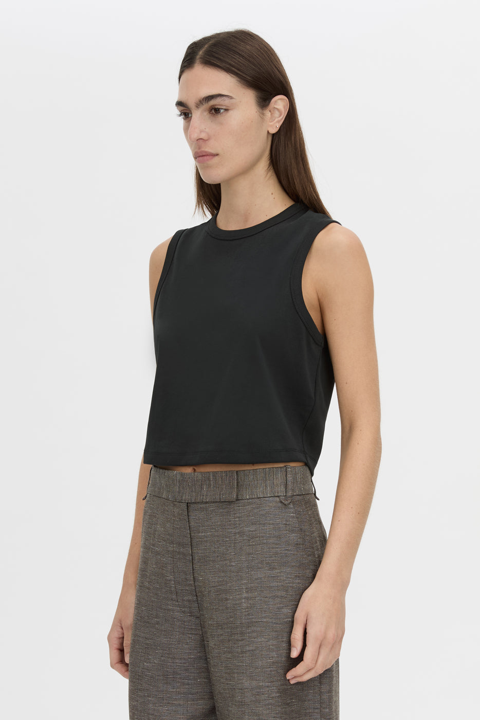 ALBA CROP RIB TANK - BLACK
