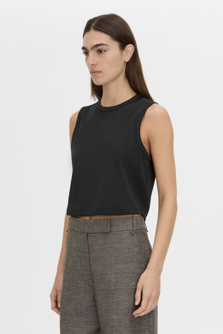 ALBA CROP RIB TANK - BLACK