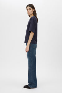 Aqui v neck monogram tee - Midnight Navy