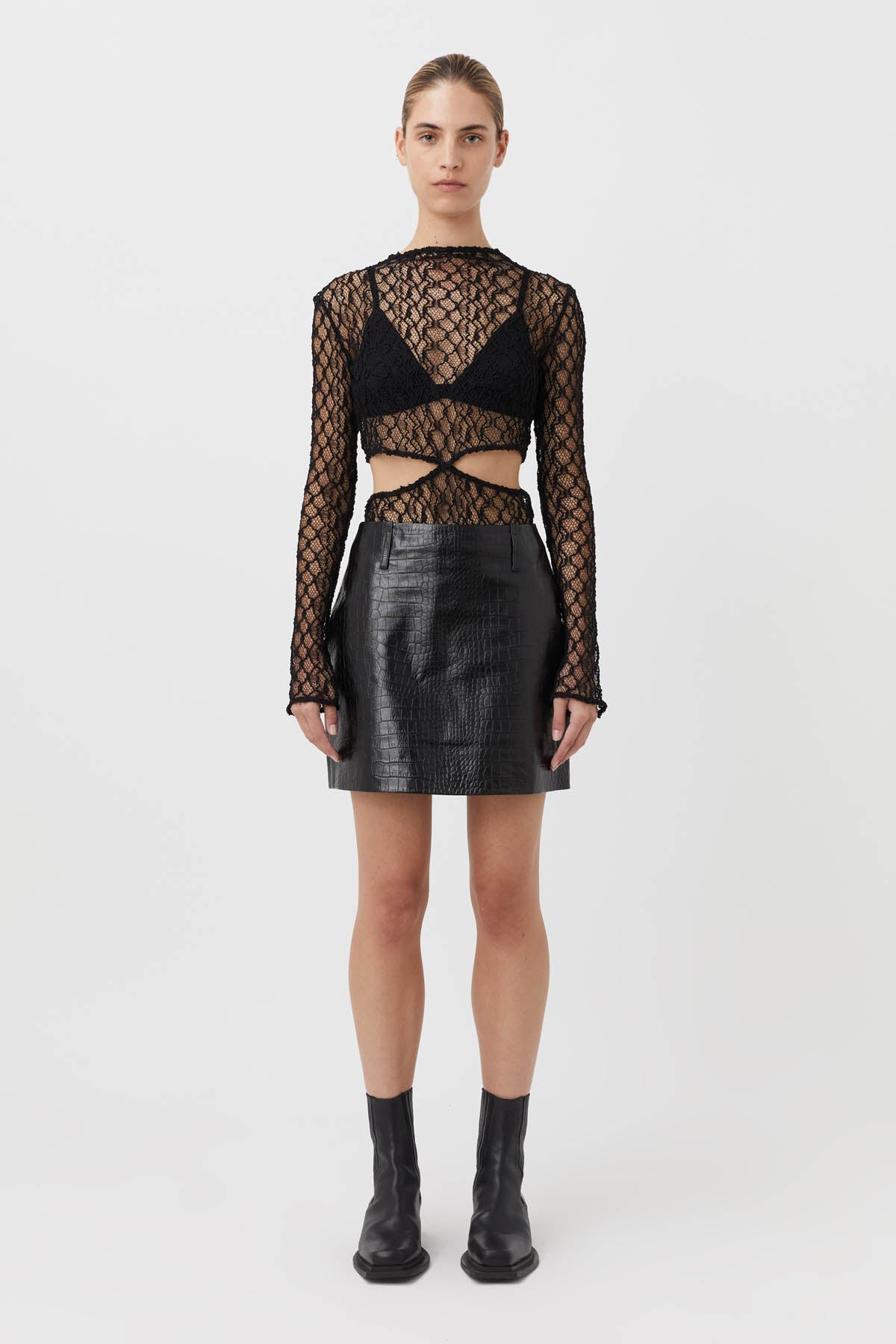 Florian Leather Mini Skirt - Black