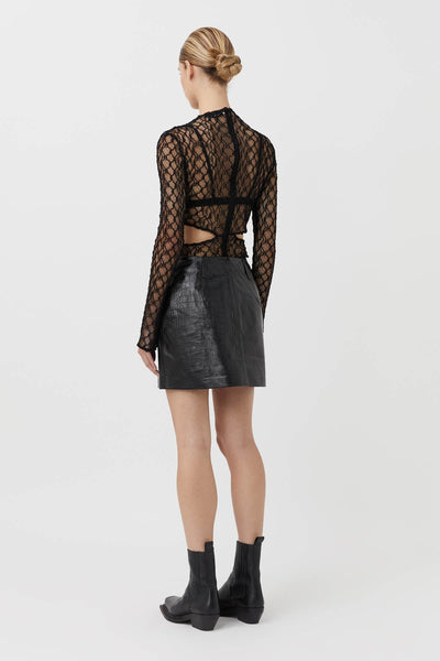 Florian Leather Mini Skirt - Black
