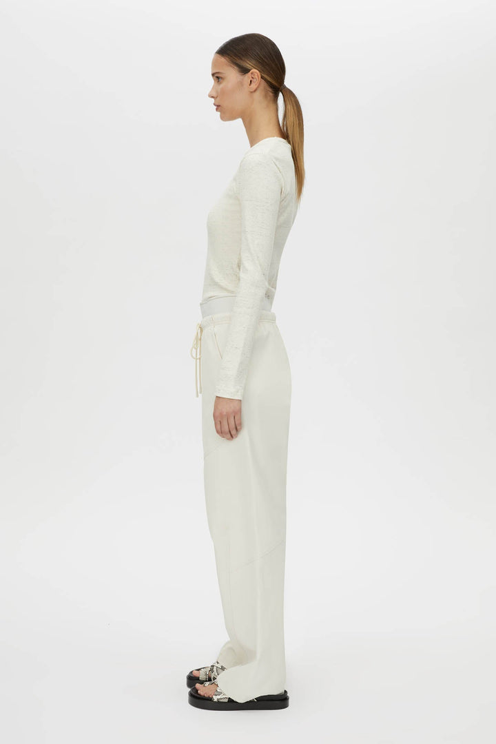 Nara Long Sleeve Monogram Top - Ivory Marle