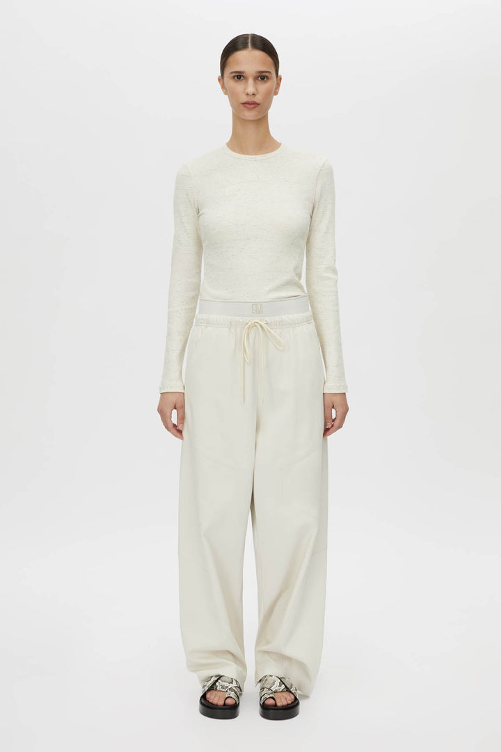 Nara Long Sleeve Monogram Top - Ivory Marle