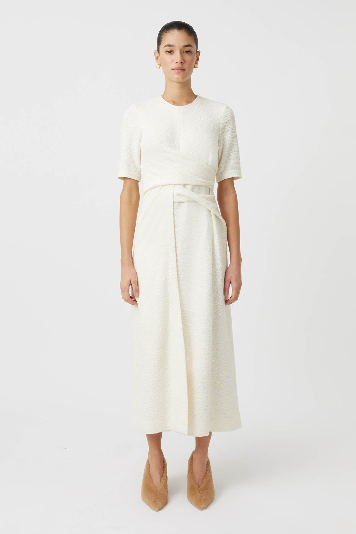 Realm Twisted Midi Dress - Cream