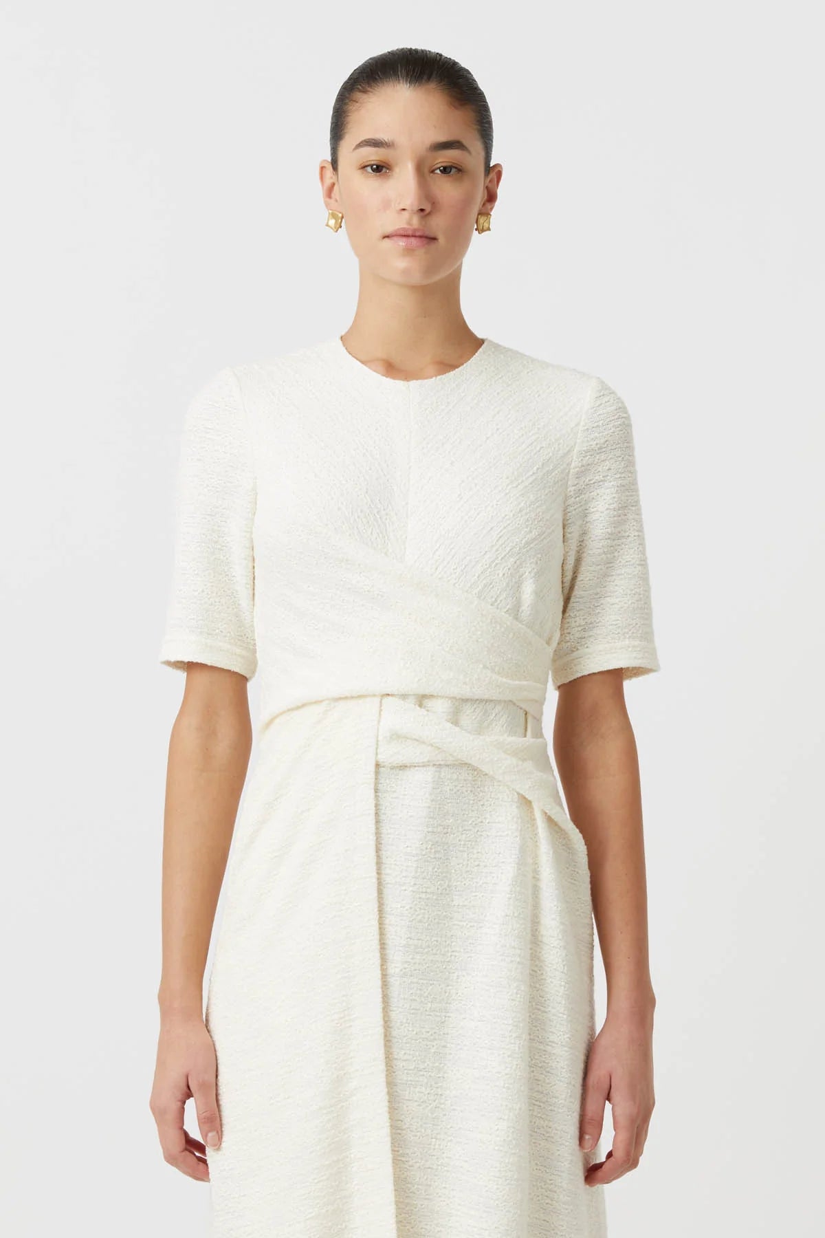 Realm Twisted Midi Dress - Cream