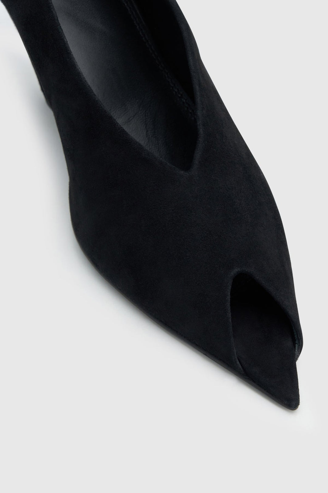 RHYS SUEDE PEEP TOE PUMP - BLACK
