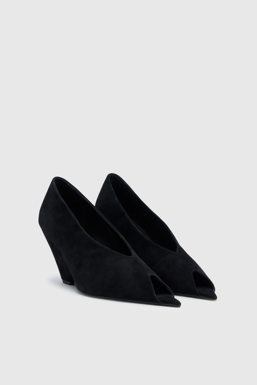 RHYS SUEDE PEEP TOE PUMP - BLACK