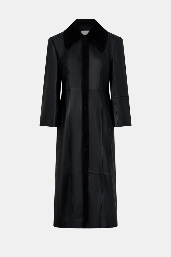 YAZ LEATHER COAT - BLACK