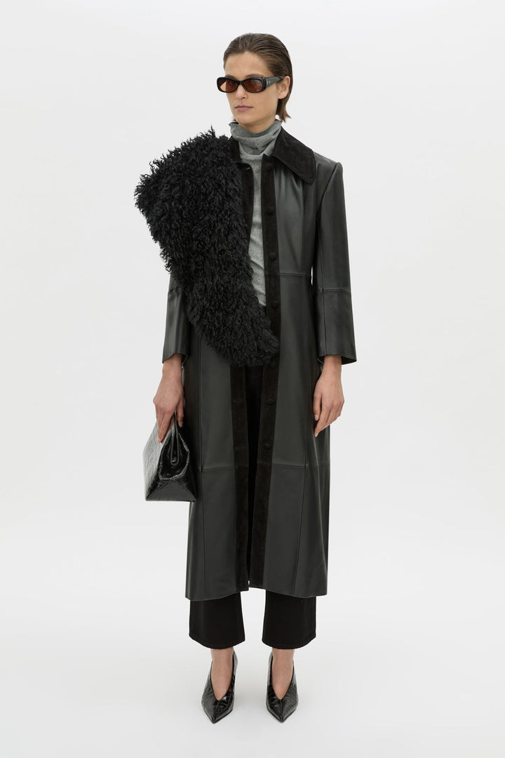 YAZ LEATHER COAT - BLACK