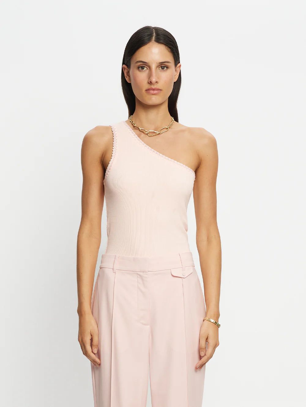 Tallulah One Shoulder Tank- Pink