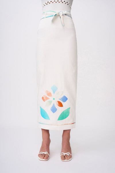 FIORI APPLIQUE ANGLE SKIRT