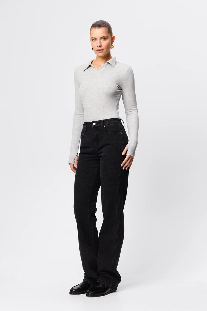 Florence Polo Top - Grey Marle