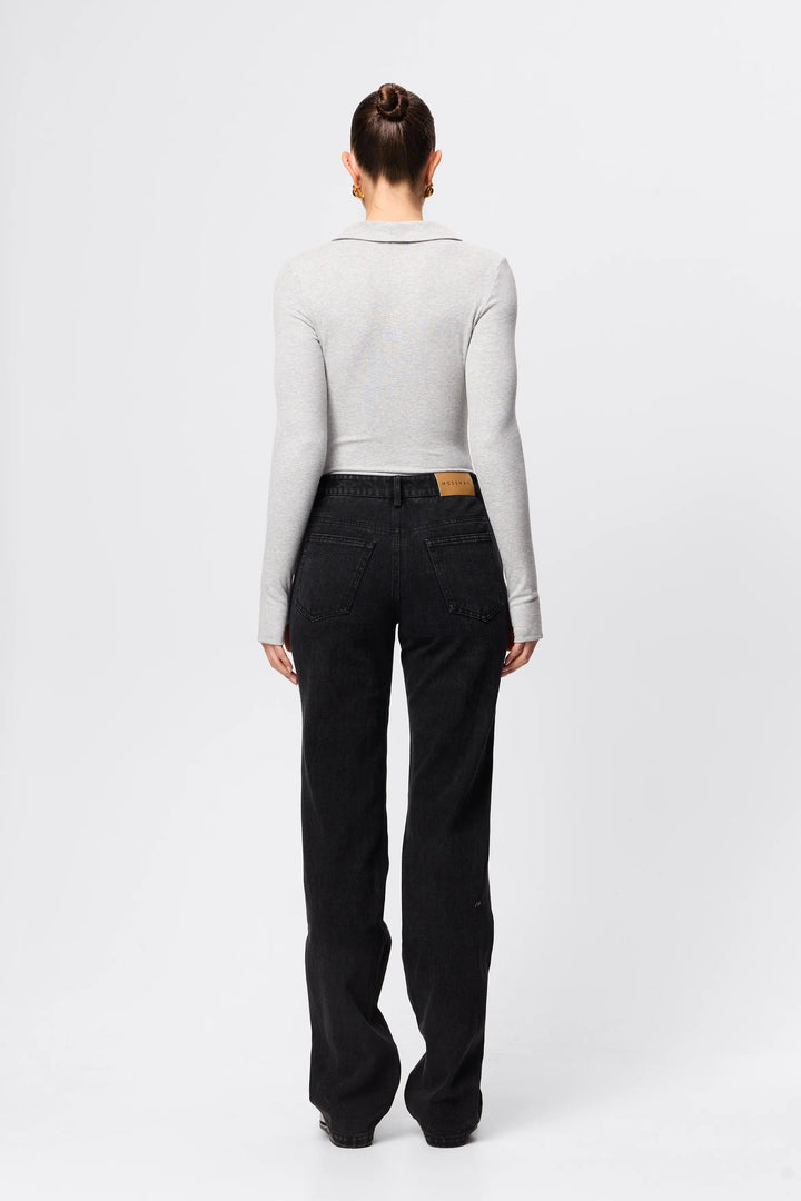 Florence Polo Top - Grey Marle