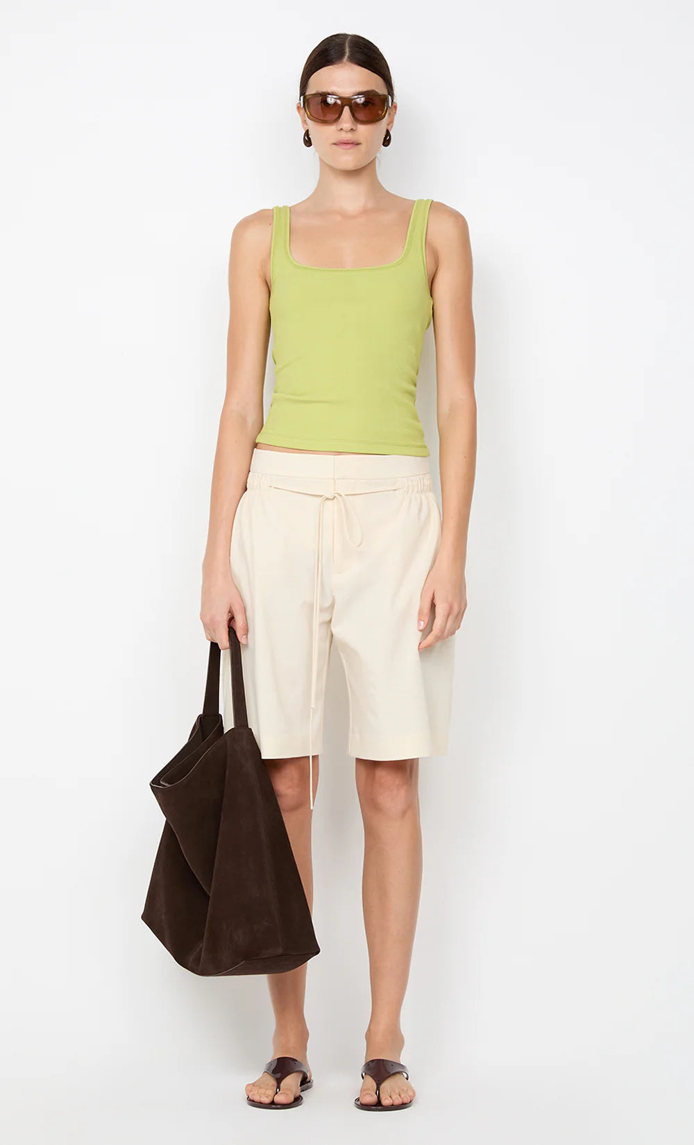 Lana Square Neck Tank - Lime