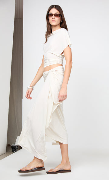 Clementine Drape Skirt - Vanilla
