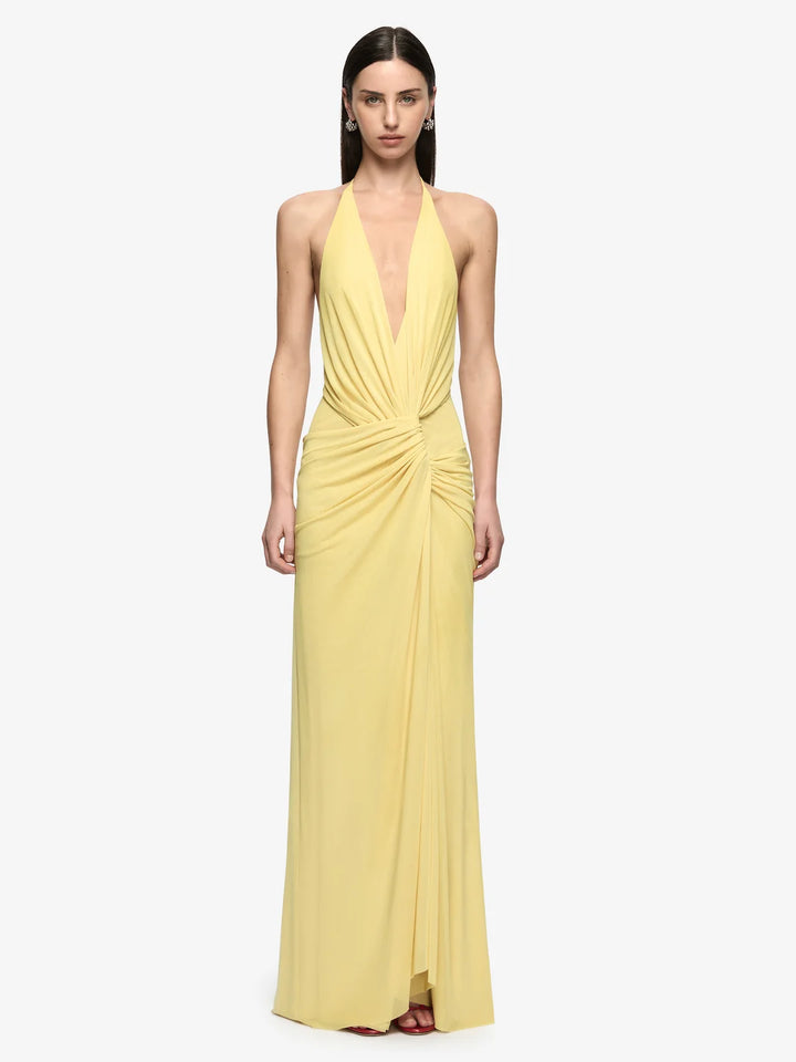 Xanthi V Neck Maxi Dress - Citron