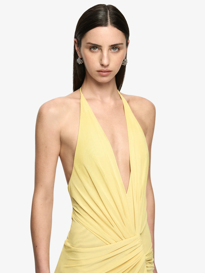Xanthi V Neck Maxi Dress - Citron