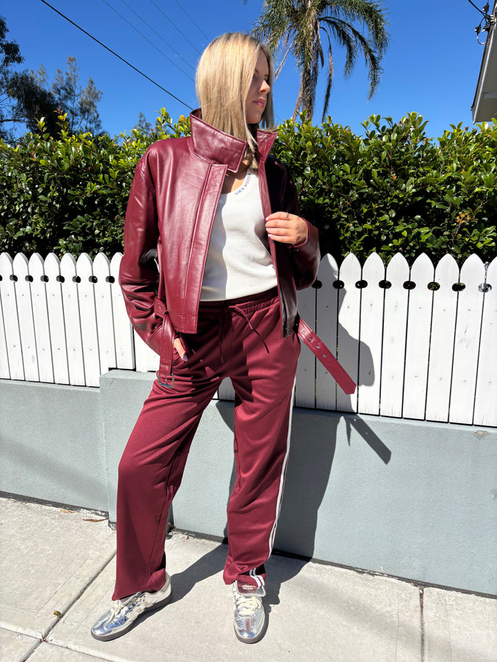 Rampage Leather Bomber Jacket - Sangria