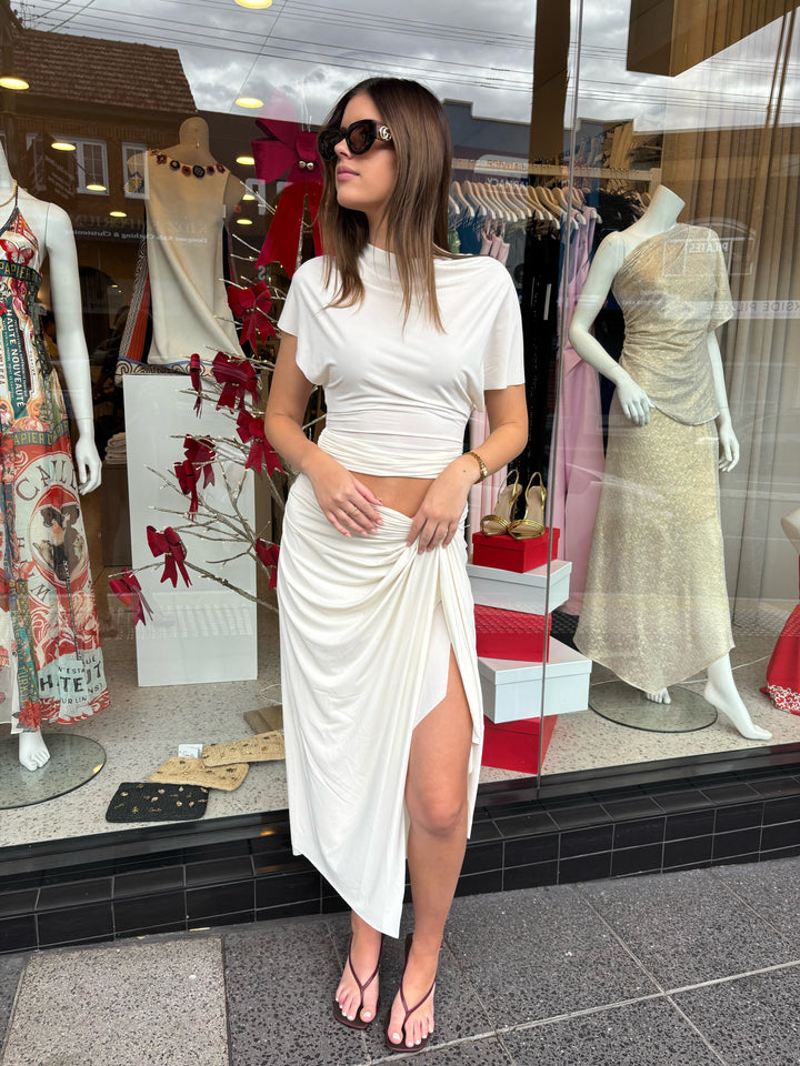 Clementine Drape Skirt - Vanilla