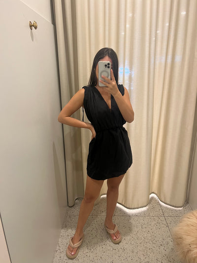 Capri V Mini Dress - Black