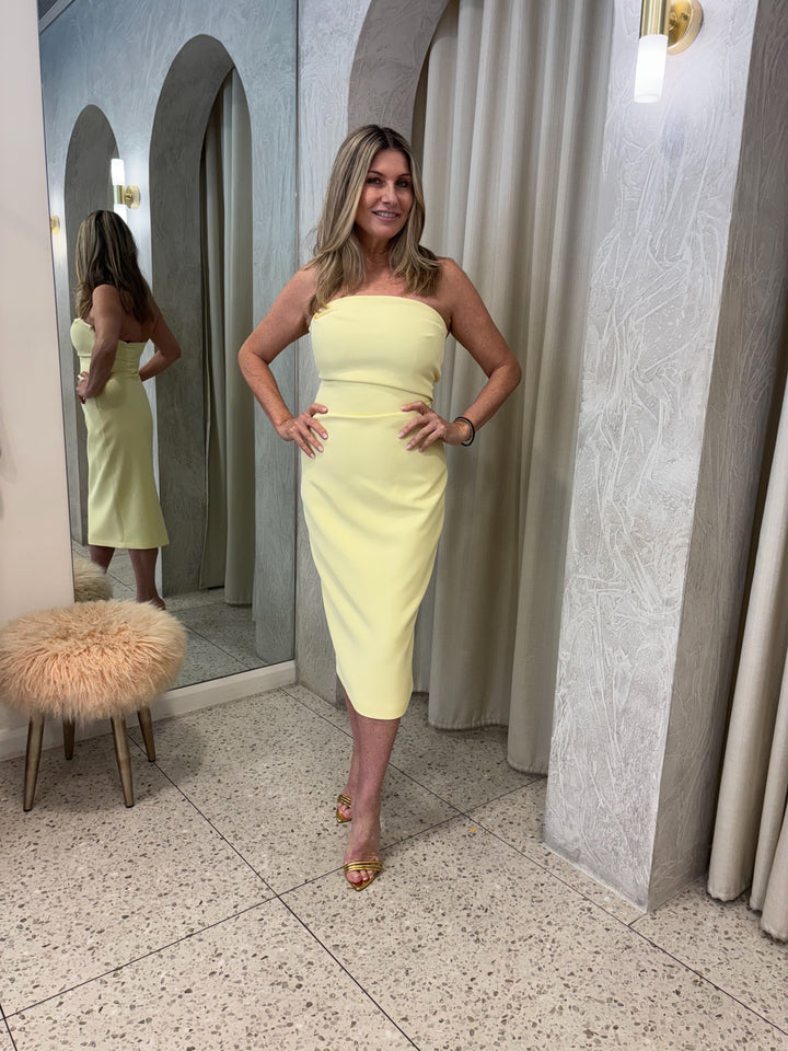 Magic Hour Strapless Dress - Pastel Yellow