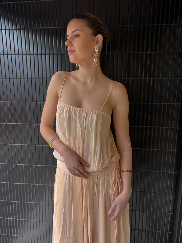 Camille Blouson Dress - Peach