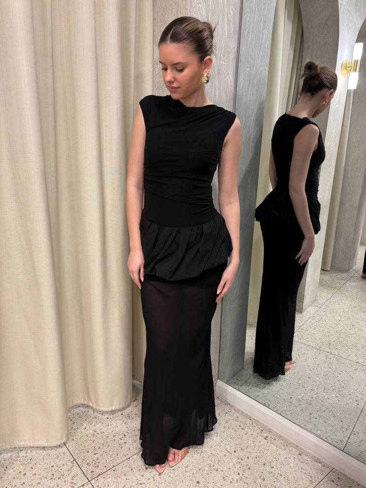 Ida Baubble Maxi Dress- Black