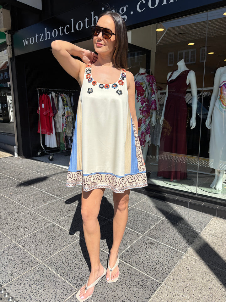 Rise Scoop Neck Panel Mini Dress