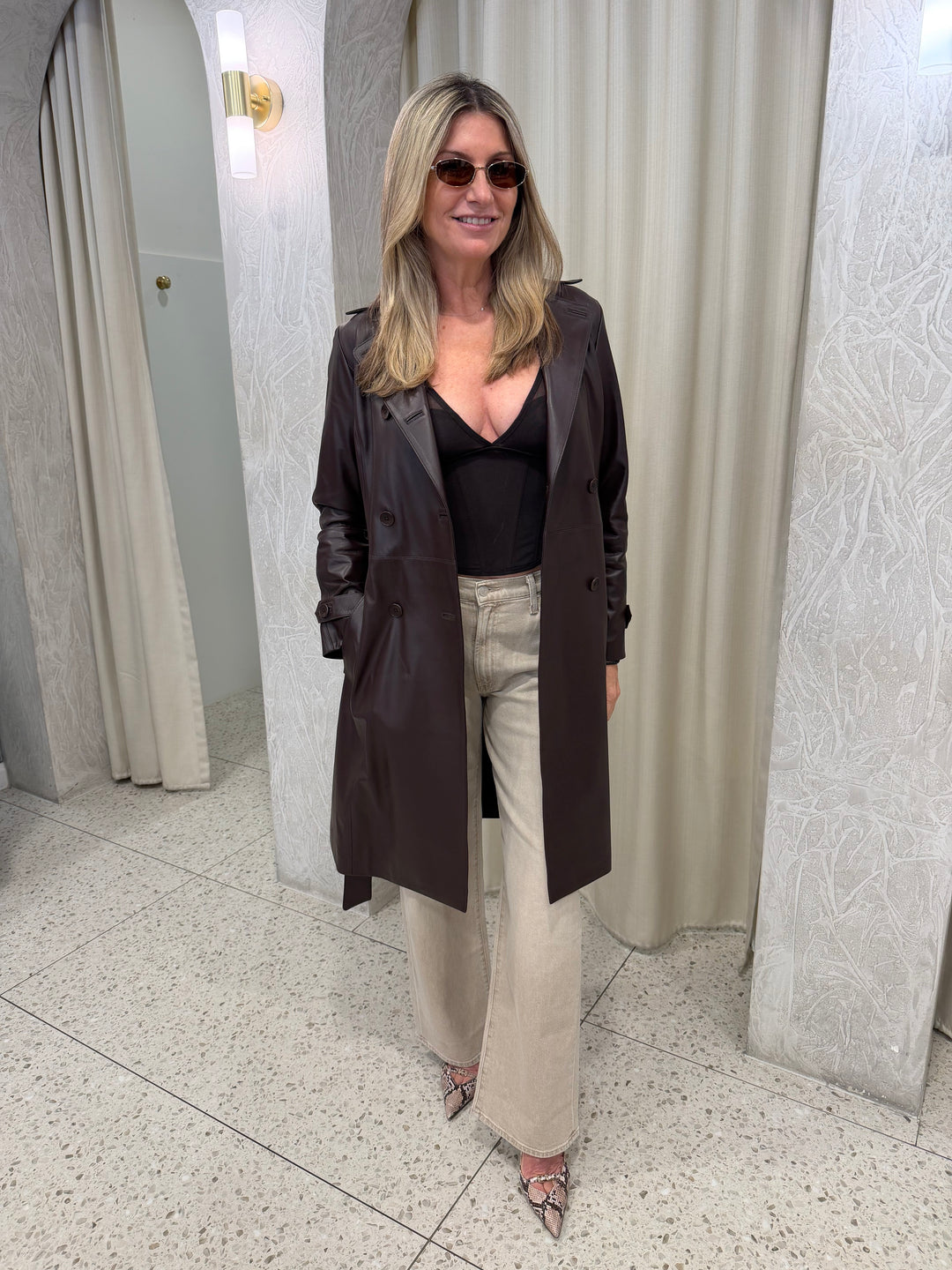 DOUBLE BREASTED LAMB SKIN TRENCH COAT