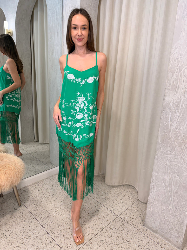 relaxed mini dress with fringing -Sacromonte señorita