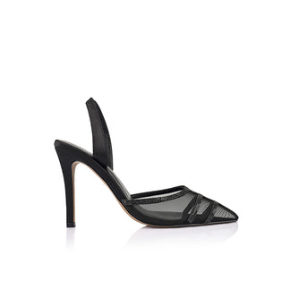 Jade Heel Black Mesh & Satin
