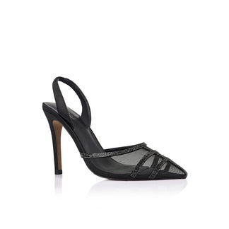 Jade Heel Black Mesh & Satin