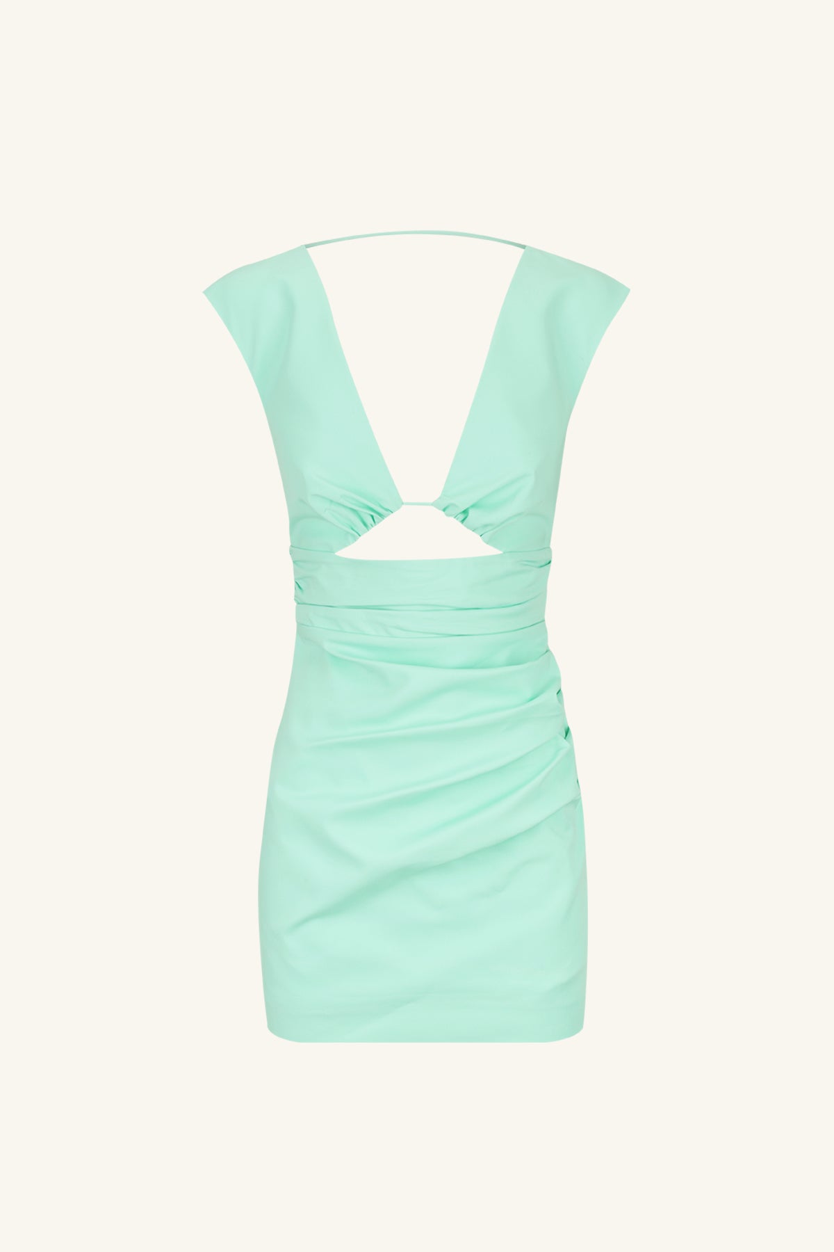 Plunged Cut Out Mini Dress - Aqua