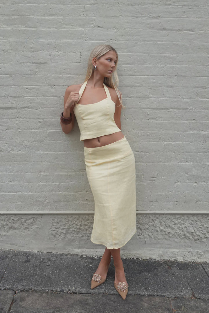 Bambi Linen Skirt Lemon
