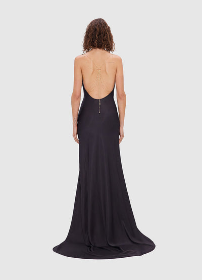 Ariana Open Back Gown - Rose Print