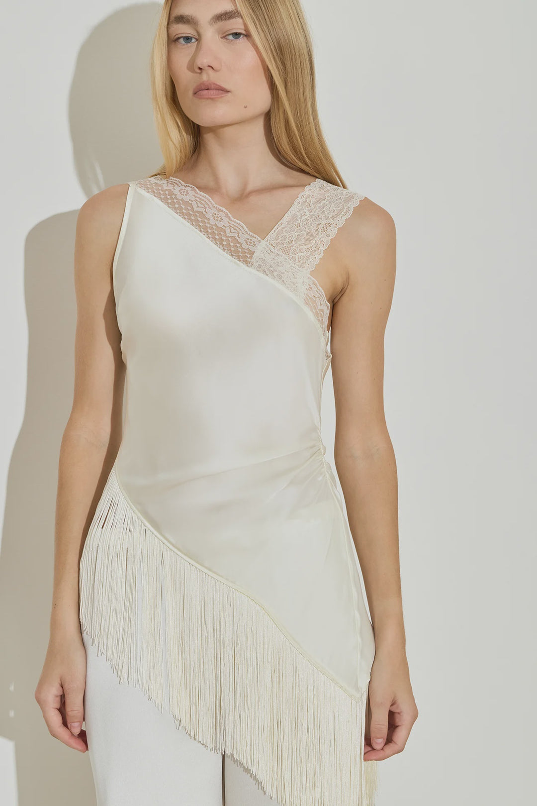 Deconstructed Fringe Top - Cream
