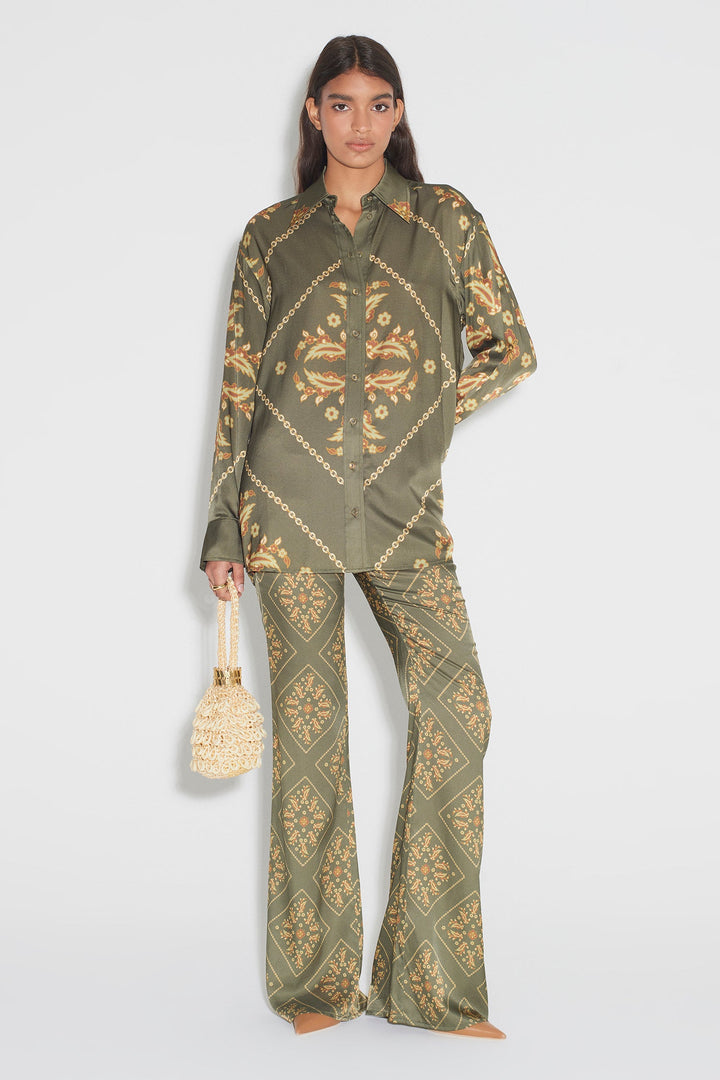 Manny Silk Shirt - Sage Tile