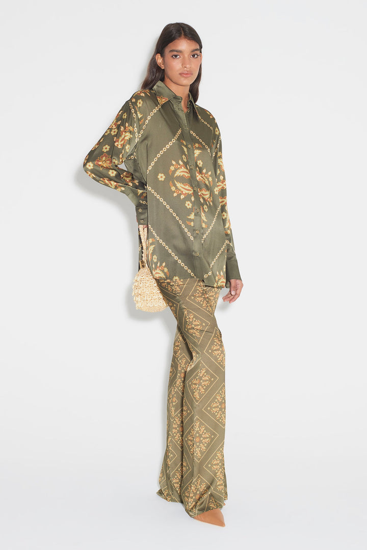 Manny Silk Shirt - Sage Tile