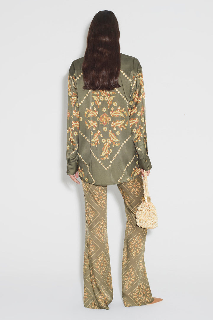 Manny Silk Shirt - Sage Tile